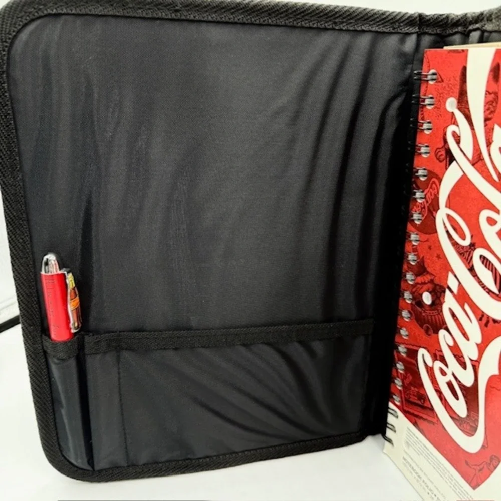 Vintage‎ Coca-Cola Notebook Folio Stuart Hall Black Red Zippered Organizer